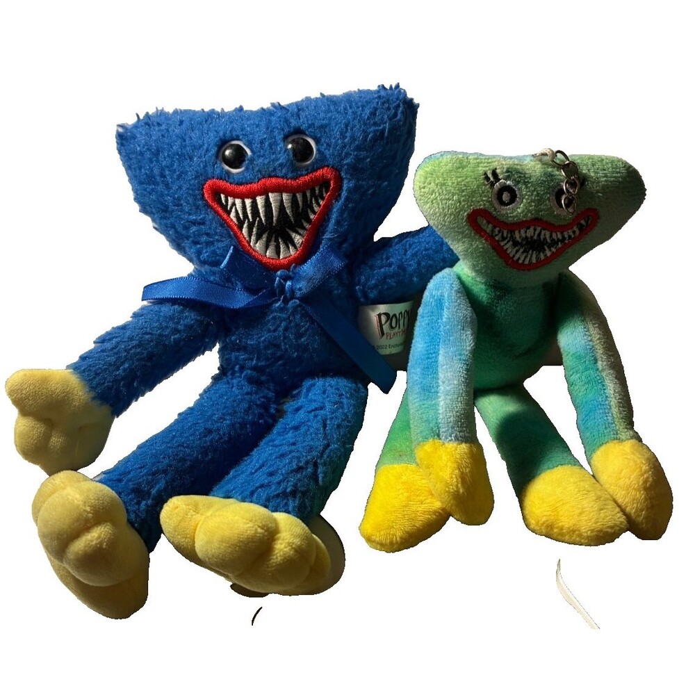 Huggy Wuggy 9" Plush Blue Poppy Playtime 2002 MOB Phatmojo & Green Keychain